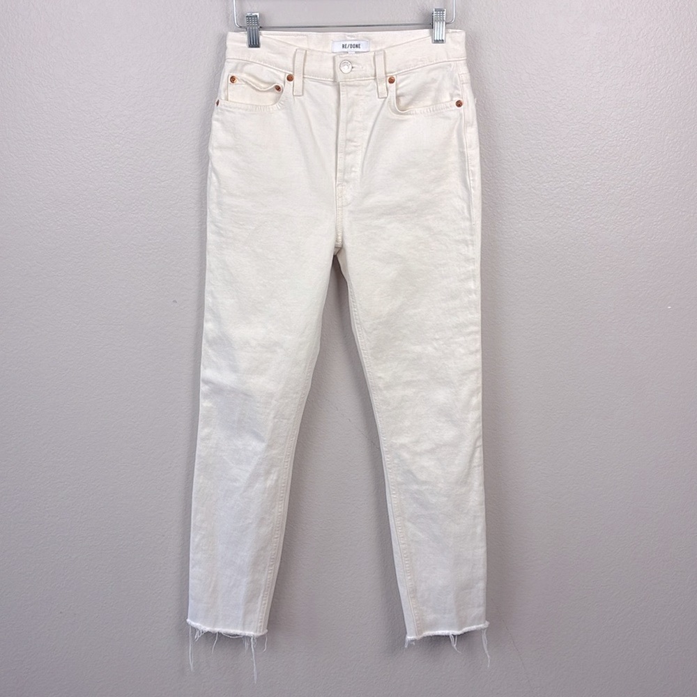 RE/DONE 90s High Rise Ankle Crop Jean Vintage White Button-Fly Slim Levis 26 - Picture 8 of 15